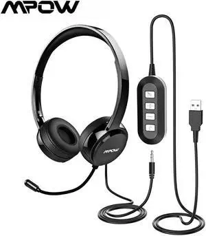 PA071 Wired Headsets Crystal Clear Sound With Mic&In-line Control Wired Headphone for Mac PC Computer Office Skype Calls