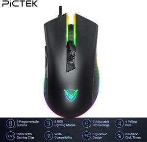 Wired Gaming Mouse Adjustable 8 Programmable Buttons 10000 DPI Chroma RGB Backlit Ergonomic Optical Computer Game Mice