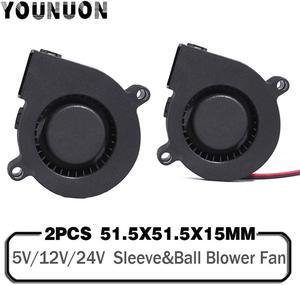 2PCS 5015 50mm DC 24V 12V 5V 2Pin Ball/Sleeve Bearing Brushless Cooling Turbine Blower Fan 50mm x 15mm Blower Cooler Fan