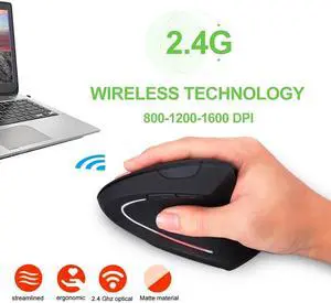 Wireless Gaming Mouse Vertical Mouse Ergonomic Optical 800 1200 1600 DPI 6 Buttons 2.4GHz mouse for PC laptop mice