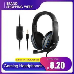 Headphones 3.5mm Wired Game Headset Noise Canceling Earphone with Microphone Volume Control for PC Laptop Smart Phone