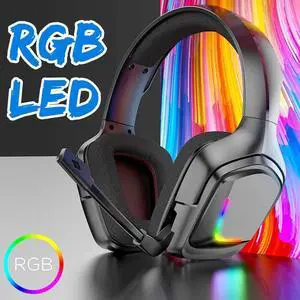 Headset Gaming Headphone RGB with Microphone LED Light Surround Sound Bass PC Gamer Headphone for Xbox One PS4 Phone Laptop