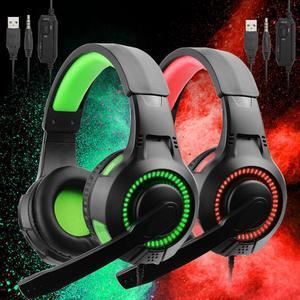 Headset Stereo Surround Headphone 3.5mm Wired LED-light Computer Stereo Earphones With Mic For Laptop PS4 Xbox One