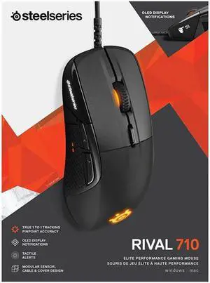 Rival 710 Gaming Mouse - 16,000 CPI TrueMove3 Optical Sensor - OLED Display - Tactile Alerts - RGB Lighting