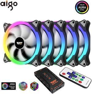 PC Case 140mm Fan RGB AURA SYNC 3P-5V Cooling Fan PC Fan CPU Cooler Quiet with IR Remote LED Computer Case Radiator Fans