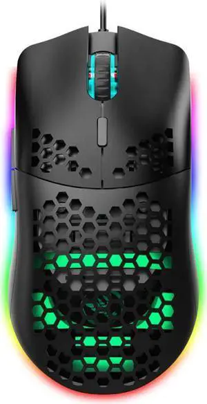 USB Wired Gaming Mouse RGB Gaming Mouses with Six Adjustable DPI Ergonomic Design for Desktop Laptop Honeycomb Hollow