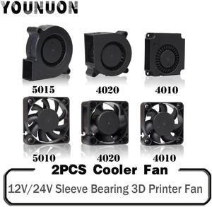 2 Pieces Sleeve 5015/4010/4020/3010/5010 12V&24V Cooling Turbo Fan Brushless 3D Printer Parts 2PIN DC Cooler Blower Part Fans