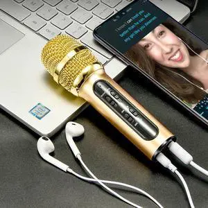 Professional Karaoke Condenser Microphone Sing Recording Live Microfone For Mobile Phone Computer With ECHO Sound Card