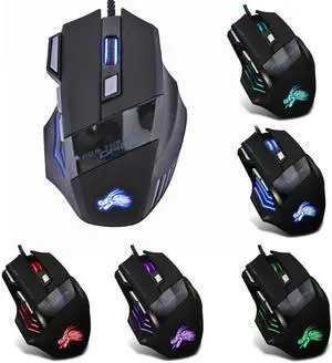 Wired Gamer Mouse 7 Colors  LED Optical Gaming Mice 5500 DPI 7 Buttons Backlight Mice for Computer Laptop Desktop PC