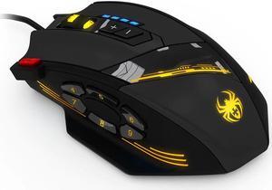 C-12 Wired Mouse USB Optical Gaming Mouse 12 Programmable Buttons Computer Game Mice 4 Adjustable DPI 7 LED Lights