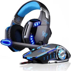 Gaming Headphone Stereo Over-Ear Game Headset Headband Earphone with Mic LED Light for PC Gamer+6 Button Pro Gaming Mouse