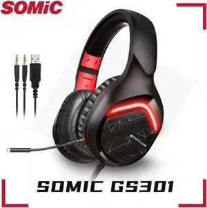 wired gaming headset with microphone over the ear LED studio headphones Gamer wired type c earphone 3.5mm Plug