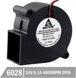 2Pcs  DC 24V 2 Pin 60x28mm Cooling Cooler 6028 Ball Bearing Brushless Exhaust Blower Fan 60mm