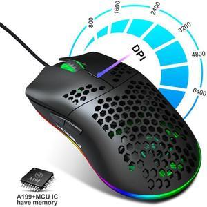 6400DPI HXSJ J900 Programmable USB Wired Gaming Mouse RGB Gamer Mouses with Six Adjustable DPI  for PC computer Desktop Mice