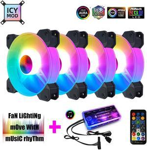 12CM RGB Fan 5V Music Rhythm A-RGB Chassis Quiet Fan AURA SYNC Kit Musical Control Water Cooler Custom For Mod 120mm