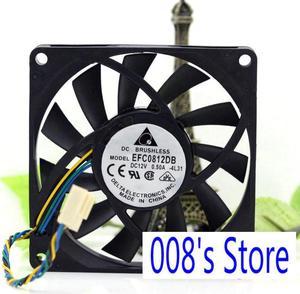 Radiator CPU Cooler Fan For Server Computer EFC0812DB 8CM 80MM 8015 80*80*15MM 12V 0.5A 4 Wire PWM Cooling 400010%RPM