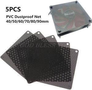 5Pcs 40/50/60/70/80/90mm Cuttable Black PVC PC Fan Dust Filter Dustproof Case Computer Mesh Cooling Ultra Fine Dustproof Cover