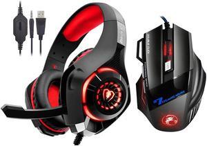EACH Stereo Gaming Headset for Xbox One PS4 PC Surround Sound Over-Ear Headphones + 7 Button 3200DPI Pro Gaming Mouse