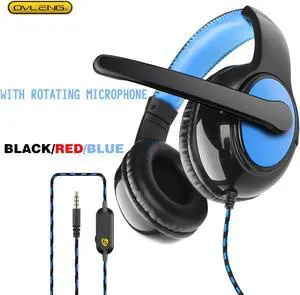 OV-P12 Stereo Gaming headset  with Microphone 3.5mmWire Control Noise Cancelling Headphone Suitable for PC ipad Smartphone