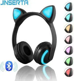 Bluetooth Stereo Cat Ear Headphones Flashing Glowing cat ear headphones Gaming Headset Earphone 7 Colors LED light