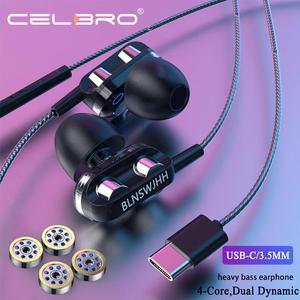 Driver Earphones Type C Headphones Bass Earphone 3.5mm  Usb C Ear Buds Head Phones Wired for  Mi 10 Pro 9 Smartphone