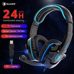 WOLFANG Headset Gamer 7.1 Surround Noise Cancelling Gaming Headset Headphones With Microphone SA901 for Laptop PC