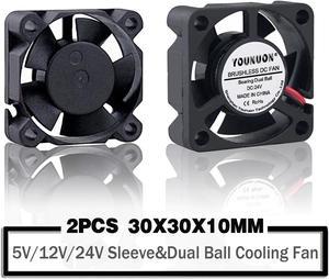 2 Pieces 3010 3cm 30mm Cooling Fan 30x30x10mm DC Fan 24V 12V 5V  Cooler Dual Ball Bearing DC Brushless Mini Cooler Cooling Fan