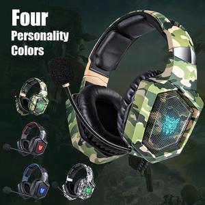 K8 Gaming Headphones PS4 Headset Camouflage casque Wired PC Gamer Stereo with Micro LED Lights For XBox One/Laptop