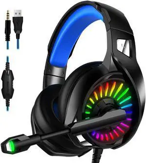 PS4 Gaming Headphones Stereo RGB Marquee Earphones Headset with Microphone for New Xbox One/Laptop/Computer Tablet Gamer
