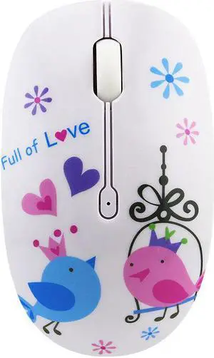 2.4G Wireless Mouse Fashion Flower Pattern Mouse Portable Mini Optical Mouse 1200DPI Pink Computer Gaming Mouse for Laptop Pc