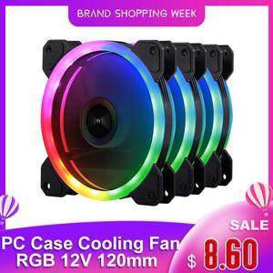 Computer Case RGB Fan 120mm Mute Adjustable LED 12V With RF Remote Controller Cooler Fan RGB PC Case Cooling Fan