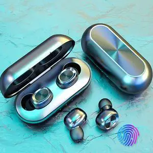 2020 newest B5 TWS Fingerprint Touch Bluetooth HiFi Wireless Headphones With Mic Noise Cancelling Gaming Headset charging box