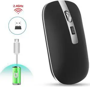 2.4GHz Wireless Mouse Rechargeable Gaming Mouse 3 Gears 1600 DPI 10m Adjustable Ergonomic Optical Mice for Office Home Gaming