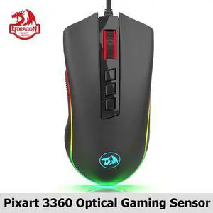 M711-FPS COBRA Gaming Mouse Pixart 3360 Optical Gaming Sensor 16.8 Million Chroma RGB Color Backlit Wired 24000 DPI FPS