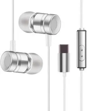 Type-C In Ear Earphone with Microphone Metal  Sport Gaming Wired Heeadphones Wire Control Headset Bass -C Earbuds