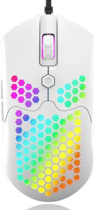 Hollow-out Honeycomb Shell Gaming Mouse  RGB Backlit Light Wired Mice Q6PA