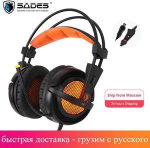 A6 Gaming Headset Gamer Headphones 7.1 Surround Sound Stereo Earphones USB Microphone Breathing LED Light PC Gamer