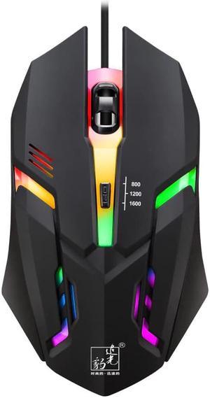 RGB Backlight Gaming Mouse 1600 DPI 4 Programmable Buttons USB Wired Mice for LOL Game Player for PC Laptop