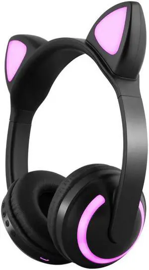 SALE Bluetooth 5.0 Stereo Cat Ear Headphones Flashing Glowing Cat Ear Headphones Gaming Headset Earphone 7 Colors LED Light