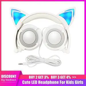 Glowing Cat Ear Headphones Children Gaming Over Ear Stereo Headphones 3.5mm Jack Universal For Mobile Phone Computer Gifts