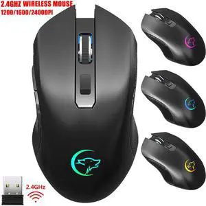 1200/1600/2400DPI 2.4GHz Receiver Wireless Mouse Rechargeable  Mute Home Office Gaming Mice for Laptop PC Computer