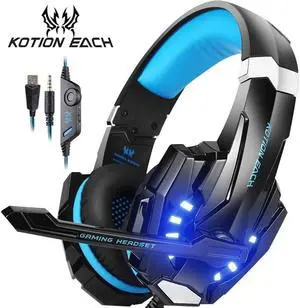 Gaming Headset Casque Deep Bass Stereo Game Headphone with Microphone LED Light for PS4 Laptop PC Gamer