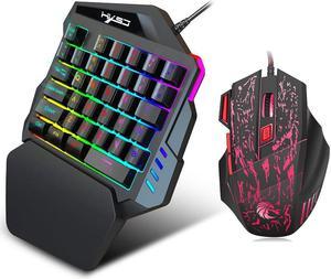 Gaming Keyboard 35 Keys LED Backlight Wired Gaming Mouse with Breathing Light 5500 DPI 7 Button Keyboard Mouse Combo