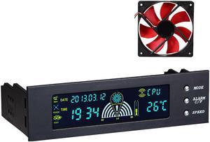 LCD Panel 5.25 Inch CPU Speed Controller Temperature Sensor PC Computer Fan Controller LCD Digital Display For PC Desktop