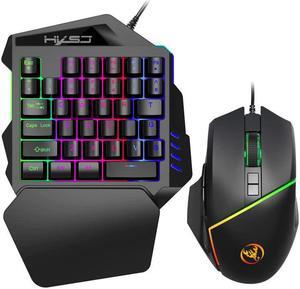 Hand One-Handed Mechanical Gaming Keyboard RGB Backlit Portable Mini Gaming Keypad Mouse Set For PC PS4 Xbox Gamer Pubg