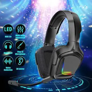 RGB Gaming Headset Headphone with Microphone LED Light Surround Sound Bass PC Gamer Headphone for Xbox One PS4 Phone Laptop