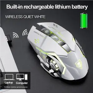 3500DPI Wireless Charging Gaming Mouse 2.4Ghz Backlight Mechanical Mute Optical Mouse 6 Button Adjustable DPI for Pc Laptop