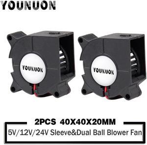 2 pcs 3D printer fan 40mm 4020 Turbo blower 24V 12V 5V Double ball sleeve Cooling fans 40x40x20mm for 3D printer cooler