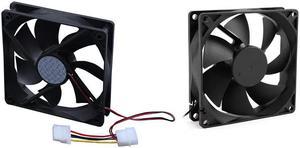 2Pcs Sleeve Bearing Cooling Fan for PC Case CPU Cooler - 120Mm x 25Mm DC 24V 4Pin & 92Mm x 25Mm 24V 2Pin