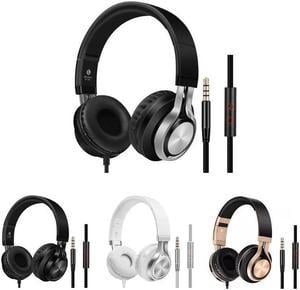 Wired Headphones Over-Ear Headset Super Bass with Mic Adjustable Headband for Phone PC Computer